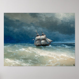Coastal scene with Stormy Waters  Ivan Aivazovsky Poster
