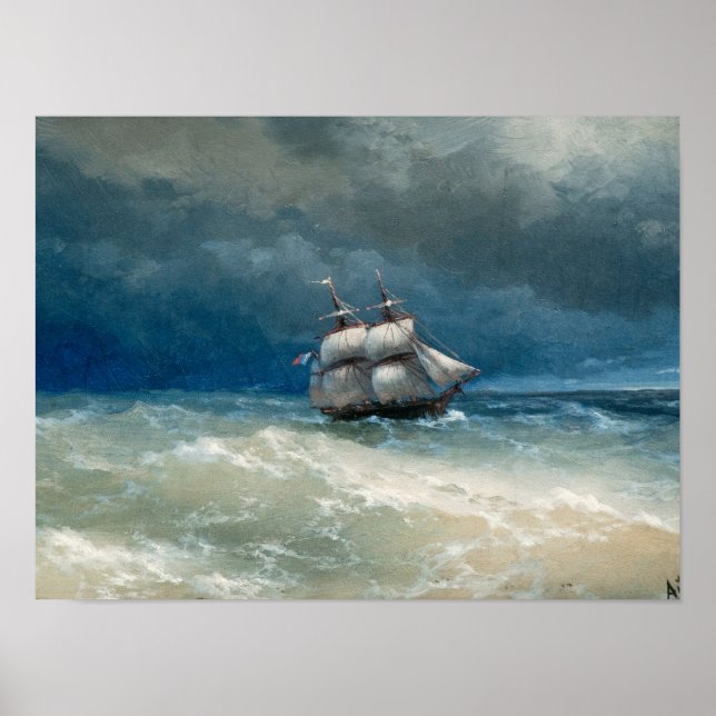 Coastal scene with Stormy Waters  Ivan Aivazovsky Poster (Front)