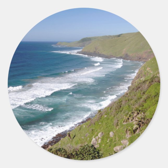 Coastal Scenery Coffee Bay Classic Round Sticker (Front)