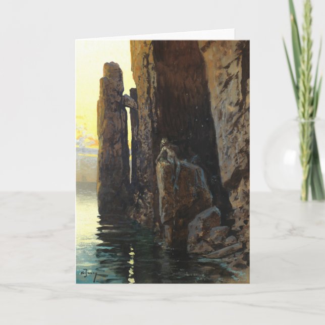 Coastal Sea Mermaid Girl Bare & Lurking Desires Card (Front)