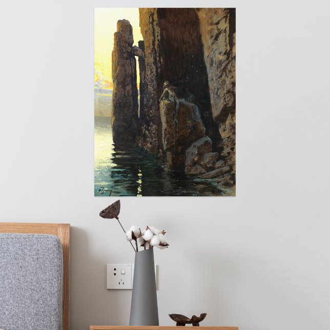 Coastal Sea Mermaid Girl Bare & Lurking Desires Foil Prints (In Situ (Bedroom 2))