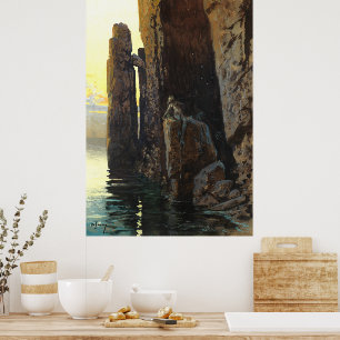 Coastal Sea Mermaid Girl Bare & Lurking Desires Poster