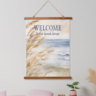 Coastal Sea Oats Welcome Hanging Tapestry