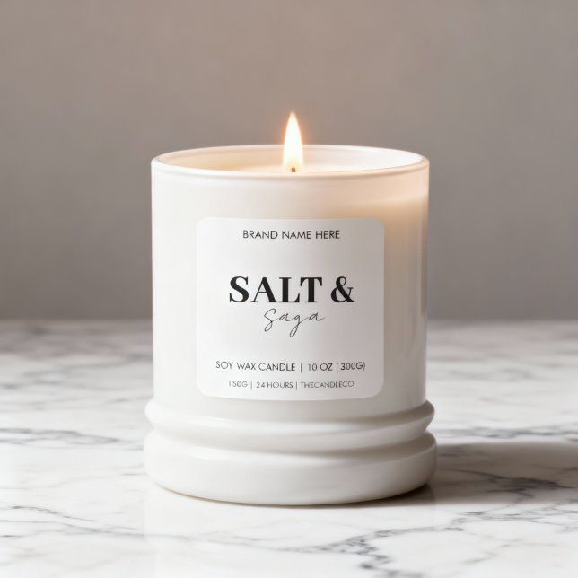 Coastal Sea & Sand Custom Candle Label Black White (Creator Uploaded)