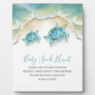 Coastal Sea Turtle Baby Shower Games Sign Plaque