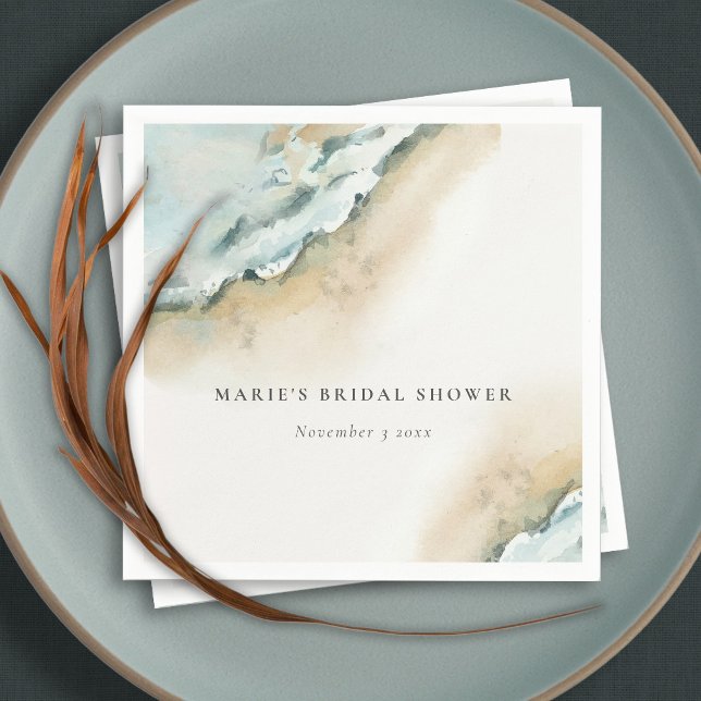 Coastal Sea Wave Sand Beach Nautical Bridal Shower Napkin (Creator Uploaded)