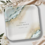 Coastal Sea Wave Sand Beach Nautical Bridal Shower Paper Plate<br><div class="desc">For any further customisation or any other matching items,  please feel free to contact me at yellowfebstudio@gmail.com</div>