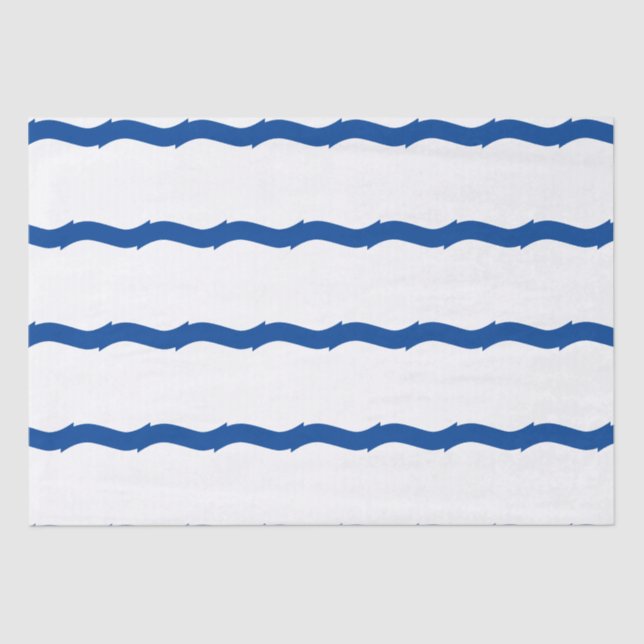 Coastal sea waves blue white nautical pattern tissue paper (Front)