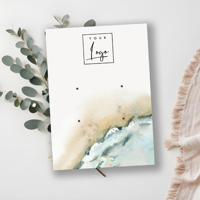 Coastal Sea Waves Sand Beach 2 Earring Display Business Card (Creator Uploaded)