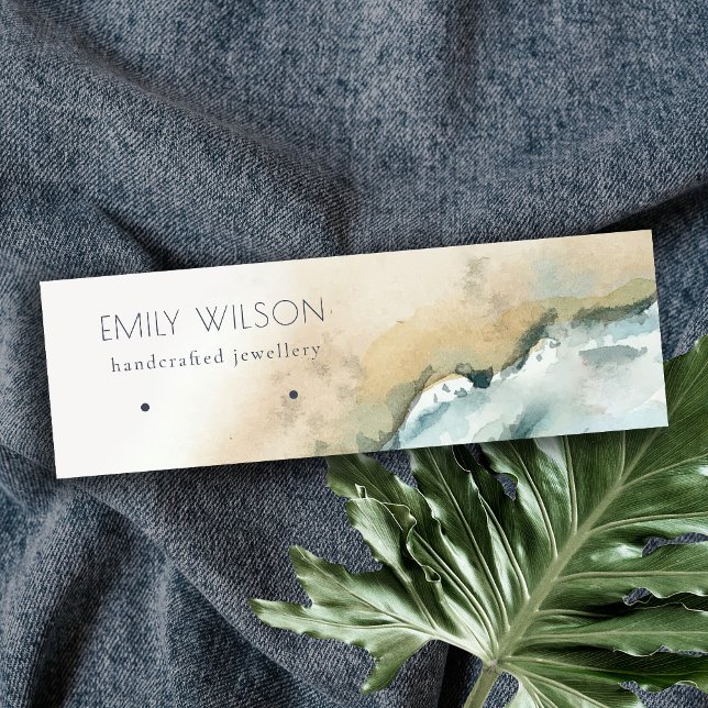 Coastal Sea Waves Sand Beach Earring Display Mini Business Card (Creator Uploaded)