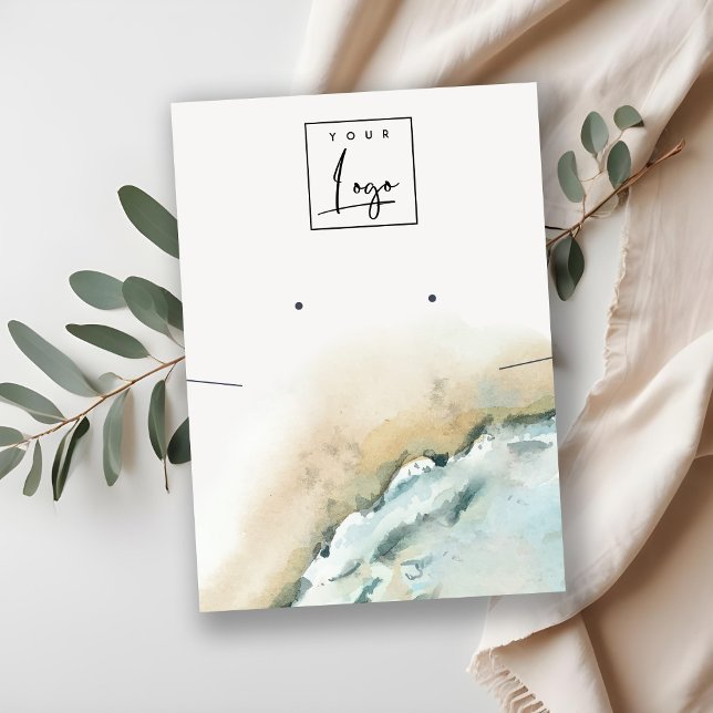 Coastal Sea Waves Sand Beach Earring Necklace Business Card (Creator Uploaded)