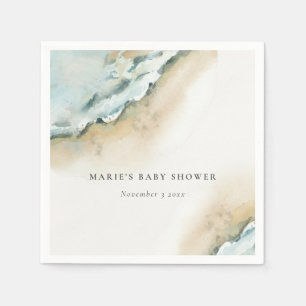 Coastal Sea Waves Sand Beach Nautical Baby Shower Napkin