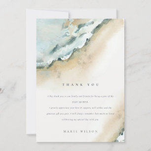 Coastal Sea Waves Sand Beach Nautical Baby Shower Thank You Card