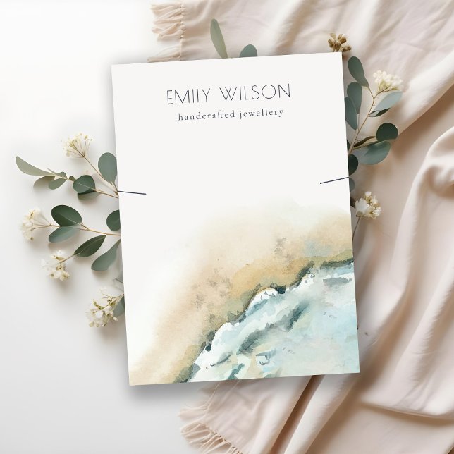 Coastal Sea Waves Sand Beach Necklace Display Business Card (Creator Uploaded)