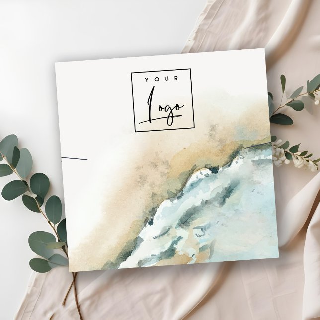 Coastal Sea Waves Sand Beach Necklace Display Square Business Card (Creator Uploaded)