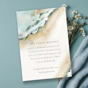 Coastal Sea Waves Sand Beach Wedding Details Enclosure Card