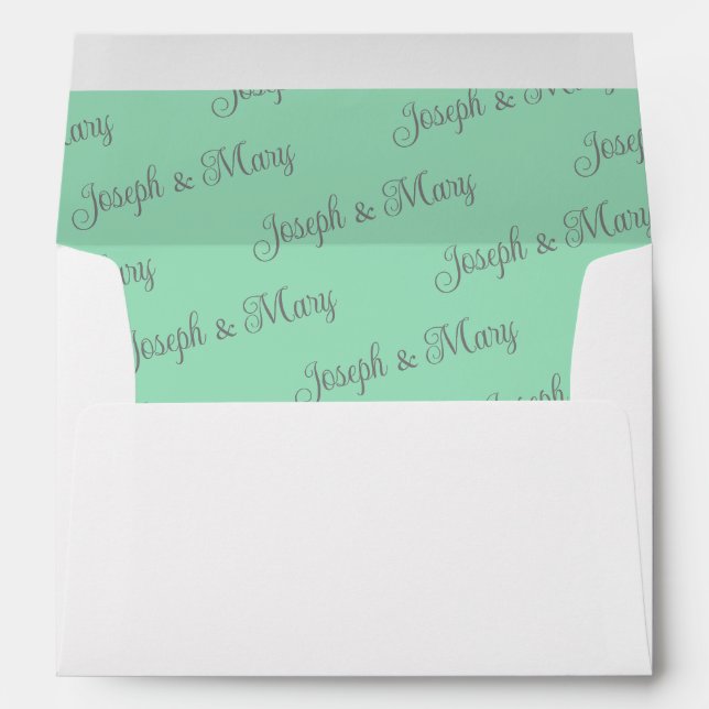 Coastal Seafoam Elegant Grey Script Ocean Wedding Envelope (Back (Bottom))