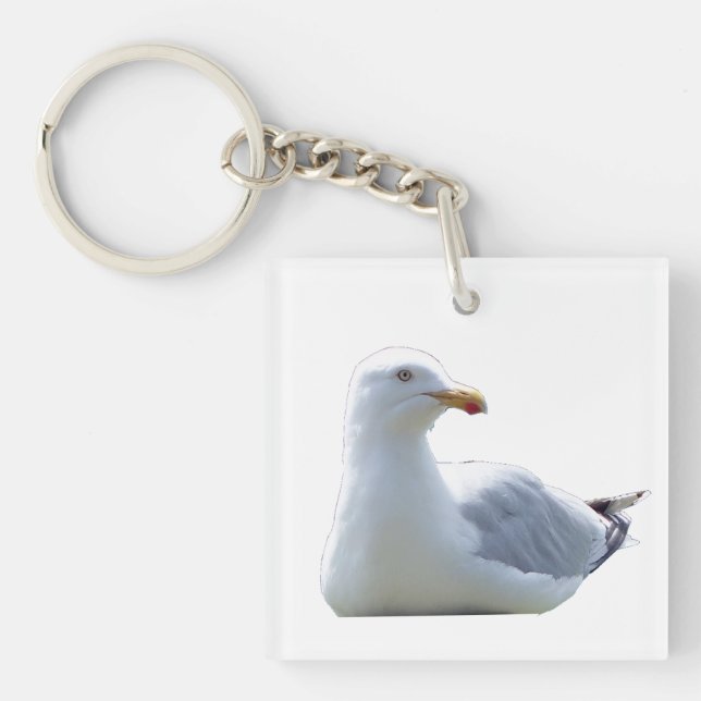 Coastal Seagull Wildlife Ocean Bird Minimalist  Key Ring (Front)
