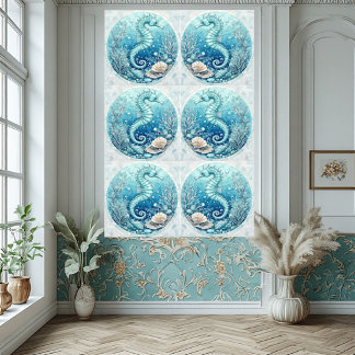 Coastal Seahorse Ocean Corals Tropical Decorative Ceramic Tile