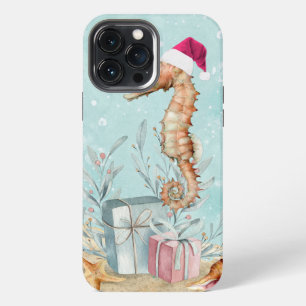 Coastal Seahorse Santa with Wrapped Gifts iPhone 13 Pro Max Case