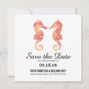 Coastal Seahorse Watercolor   Save the Date