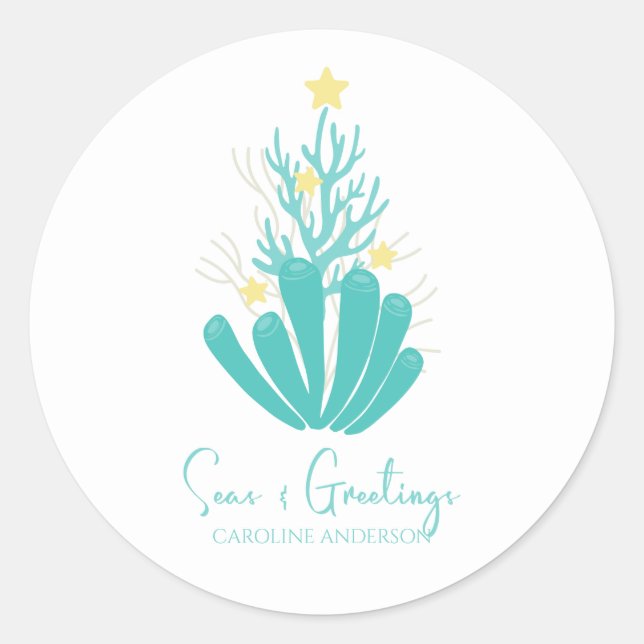 Coastal Seas and Greetings Coral Tree Classic Round Sticker (Front)