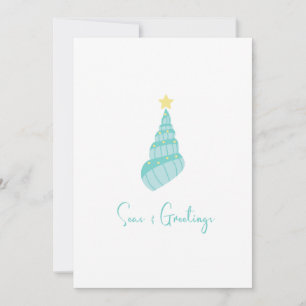 Coastal Seas and Greetings Shell Holiday Card