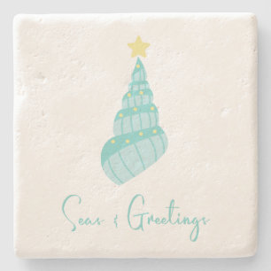 Coastal Seas and Greetings Shell Stone Coaster