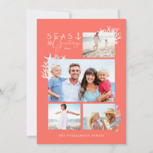 Coastal Seas & Greetings Coral Ocean Photo Frame Holiday Card