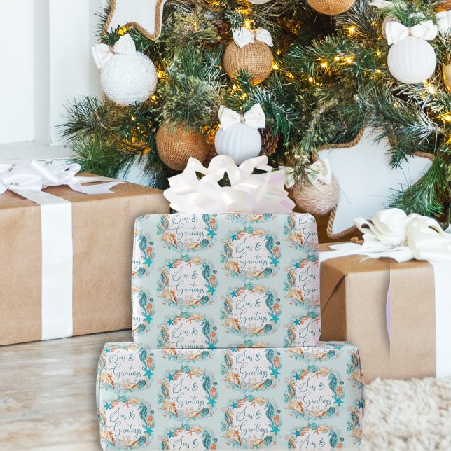 Coastal SEAS & GREETINGS Seahorse Shells Wrapping Paper (Creator Uploaded)