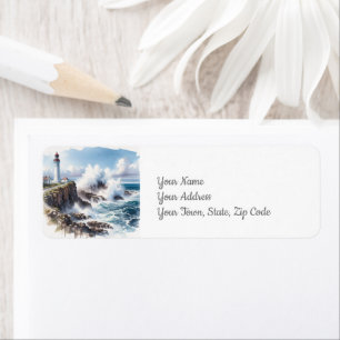 Coastal Seascape Lighthouse Return Address Label