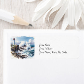 Coastal Seascape Lighthouse Return Address Label