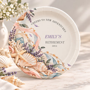 Coastal Seashell Adventure Retirement Party Paper Plate