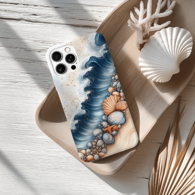 Coastal Seashell and Ocean Wave Beach Art  Case-Mate iPhone Case (Creator Uploaded)