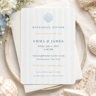 Coastal Seashell Blue Wedding Rehearsal Dinner Enclosure Card