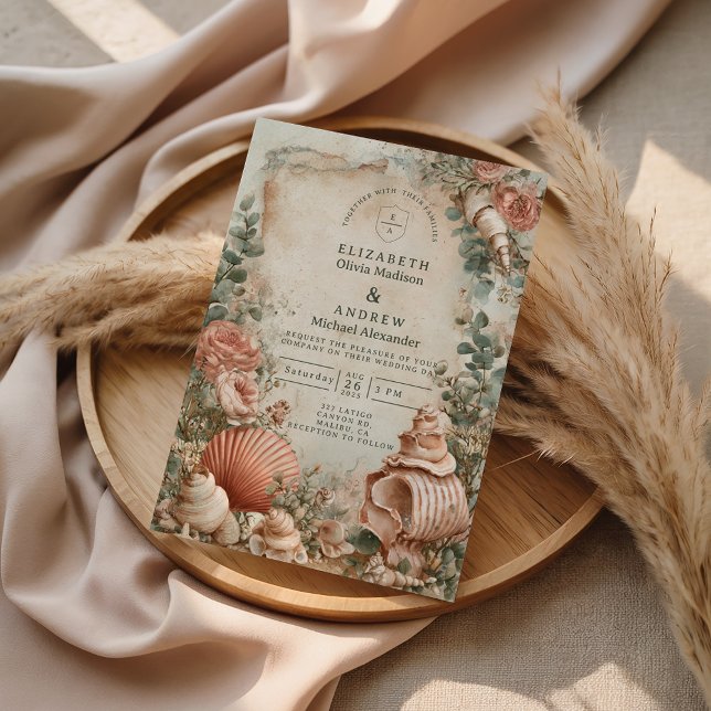 Coastal Seashell Botanical Elegance Invitation (Creator Uploaded)