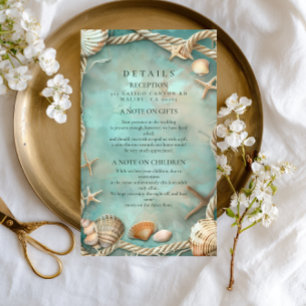 Coastal Seashell Botanical Wedding Enclosure Card