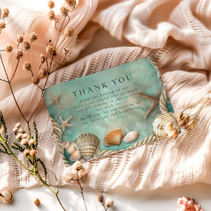 Coastal Seashell Botanical Wedding Thank You Card