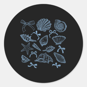 Coastal Seashell Coquette Bow Hawaii Beach Summer Classic Round Sticker