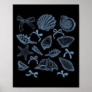 Coastal Seashell Coquette Bow Hawaii Beach Summer Poster