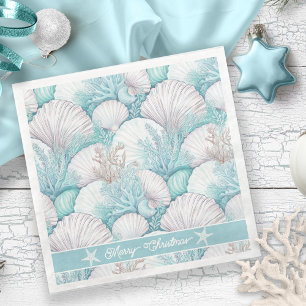 Coastal Seashell & Coral Pattern#3 ID1009 Napkin