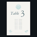 Coastal Seashell Elegant Wedding Table Number<br><div class="desc">Elegant Minimalistic Script Wedding Table Number. Discover the whole collection for a coordinate wedding theme. Dm for advise or personalization</div>