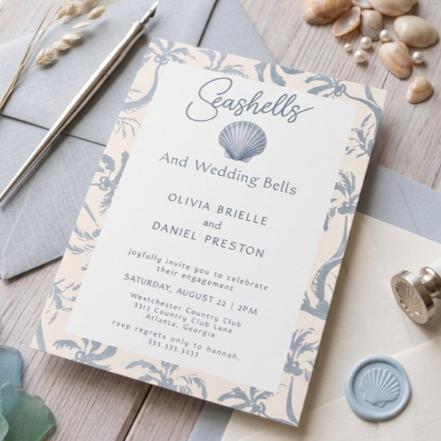 Coastal Seashell Engagement Party Invitation (Creator Uploaded)