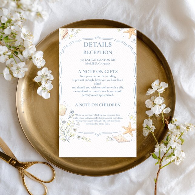 Coastal Seashell Floral Information Enclosure Card (Creator Uploaded)