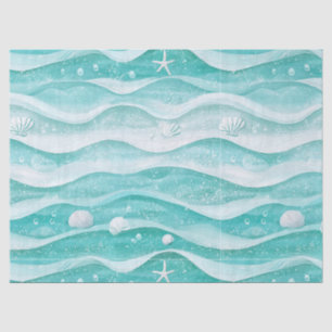 Coastal Seashell Ocean Wave Pattern Tissue Paper