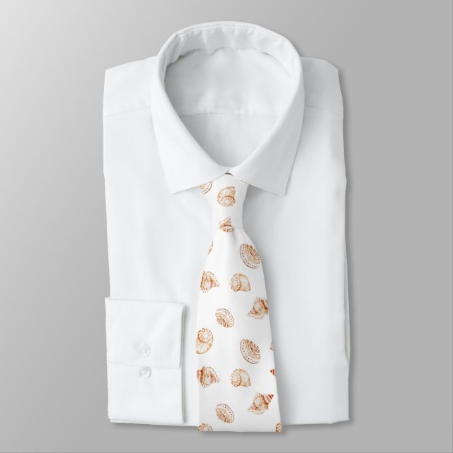 Coastal Seashell Oceanside Beach Nautical Tie (Tied)