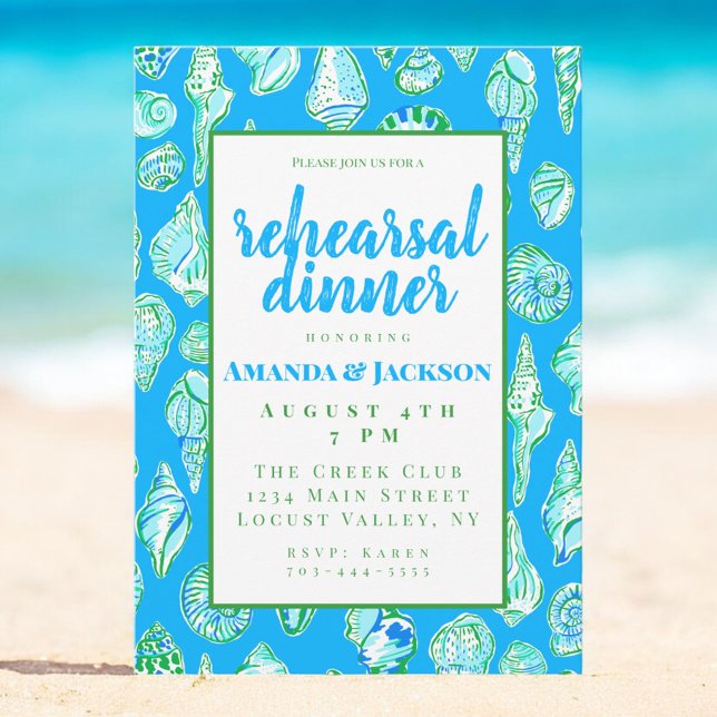 Coastal Seashell Rehearsal Dinner Invitation (Creator Uploaded)
