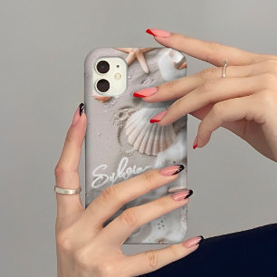 Coastal Seashell Sand Design Customised Name iPhone 15 Pro Case