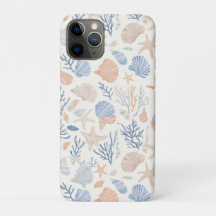 Coastal Seashell Starfish Blue Peach Cream iPhone 11 Pro Case