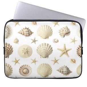 Coastal Seashell Starfish Seamless Pattern Laptop Sleeve
